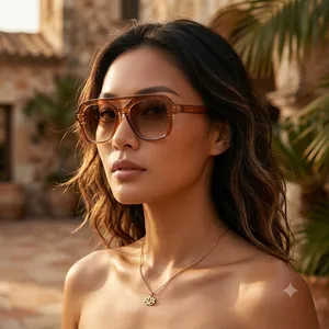 Retro Square Sunglasses Men Women PC Frame AC Lens UV400 Protection Double Bridge Cut-out Vintage Trendy Eyewear