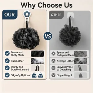 Premium bamboo charcoal bath sponge for rich lathering and gentle skin exfoliation 60g