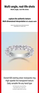 Detailed view of brilliant sparkle moissanite stones on 925 sterling silver row ring