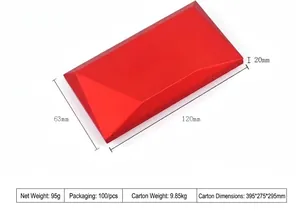 Red geometric jewelry gift box for rings and necklaces with clear dimension markers