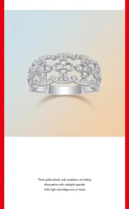 Detailed macro view of an intricately designed S925 silver Moissanite flower ring