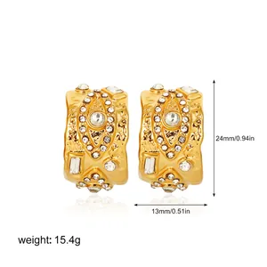 Detailed dimensions and weight of 18k gold plated stainless steel hammered hoop earrings