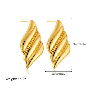 18k gold plated stainless steel textured earrings with precise size and weight details