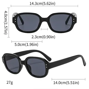 Comprehensive dimension specifications for trendy black oval sunglasses with UV protection