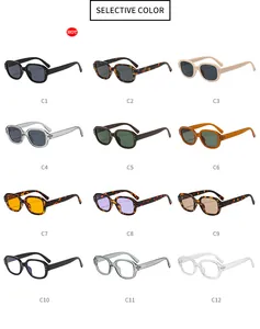 Selection of oval sunglasses in 12 colors including tortoiseshell and transparent frames