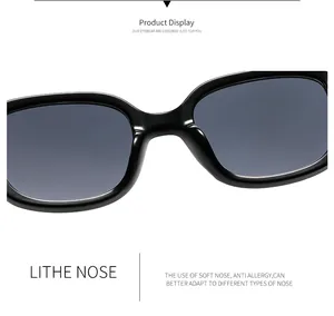 Detailed macro view showing the soft anti-allergy nose bridge of black oval sunglasses