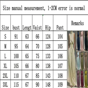 Detailed size chart for women's sleeveless top and wide-leg pants summer set