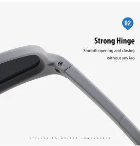 Detailed macro view showing the strong hinge of stylish polarized sports sunglasses.