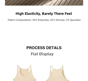 Detailed view of high-elasticity ribbed fabric for base camisole tank top