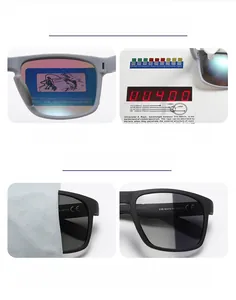 Detailed demonstration of polarization and UV400 testing for sports sunglasses.