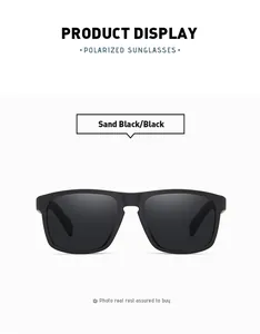 Sporty polarized sunglasses with matte sand black frame and black lenses for outdoors.