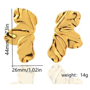 High-quality gold-plated irregular geometric earrings with dimensions and weight info