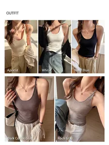 Slim fit ribbed camisole tank top for women in multiple neutral aesthetic colors