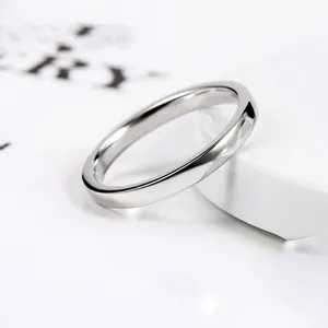 Elegant and classic S925 silver polished flat edge ring band for minimalist style jewelry