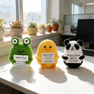 Set of 3 handmade crochet positive animal dolls for office desk decoration gifts