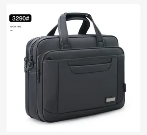 Professional dark gray Oxford cloth men's business briefcase with multi-compartment design