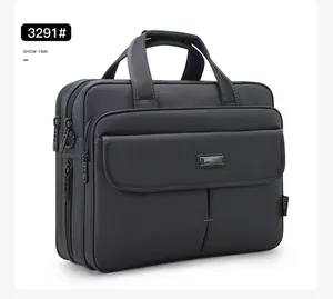 Professional grey business briefcase for men made of durable Oxford fabric