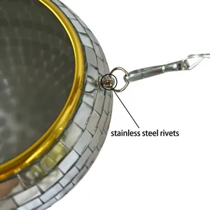 Detail shot of the durable stainless steel rivets on disco ball planter hardware