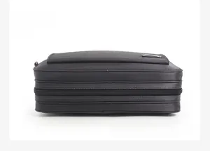 Detailed bottom view of a durable Oxford cloth men's business briefcase with zipper closure