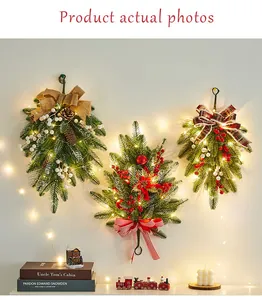 Three styles of artificial Christmas swags with warm LED lights and festive bows