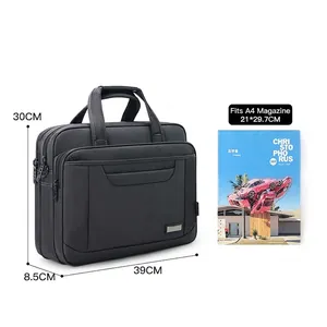 Large capacity business briefcase made of durable Oxford cloth, fits A4 and laptops.