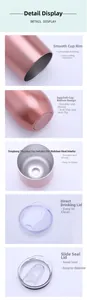 Detail shots of 12oz vacuum insulated eggshell cup showing mouth, base, liner, and lids