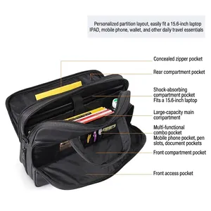 Durable 15.6 inch business laptop briefcase featuring multiple organized compartments.