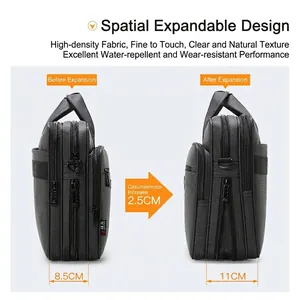 Expandable business laptop bag with durable oxford fabric