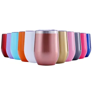 12oz vacuum insulated stainless steel eggshell wine tumblers in assorted colors