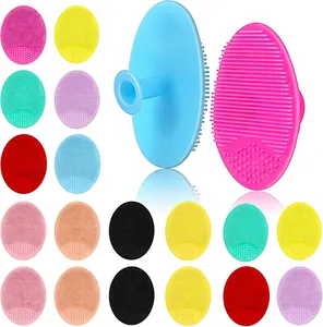 Multi-color soft silicone baby hair and scalp massage brushes with suction handles