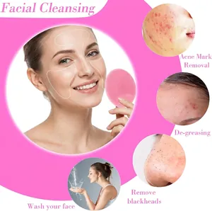 Pink silicone facial cleansing brush for deep pore cleaning and blackhead removal.