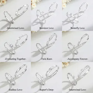 S999 Sterling Silver Mobius Strip Couple Rings Zirconia Inlaid Adjustable Opening Rings Minimalist Light Luxury Jewelry For Lovers