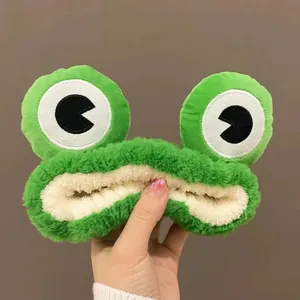 Bandeau mignon en peluche grenouille verte pour le lavage du visage et le maquillage
