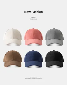 Suede baseball caps in various minimalist colors including black and grey