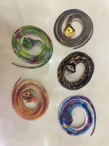 Group of colorful realistic rubber snake toys and cobras for prank and novelty fun