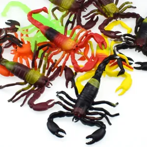 Collection of colorful soft rubber scorpion toys for pranks and decoration.