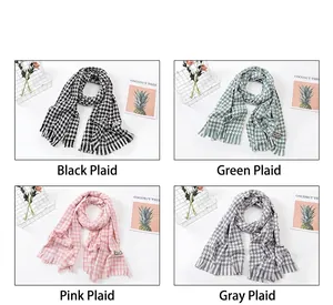 Four color options of houndstooth winter scarves in soft imitation cashmere fabric