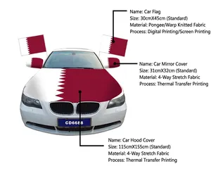 Qatar flag car accessories set including car hood cover, mirror covers and flags