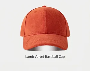 Front view of an orange soft fleece baseball cap showing its cozy autumn texture.
