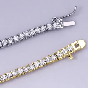 High-quality 2mm tennis necklace set in gold and silver finish with sparkling cubic zirconia.