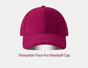 Front view of fuchsia textured fleece baseball cap against a clean grey background