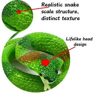 Realistic green rubber cobra toy with textured snake skin and lifelike head design