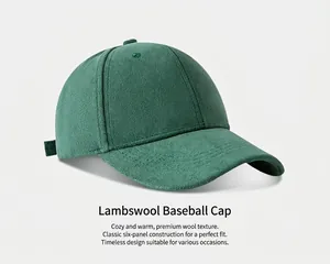 Detailed macro view of a textured solid color fleece baseball cap in deep forest green finish