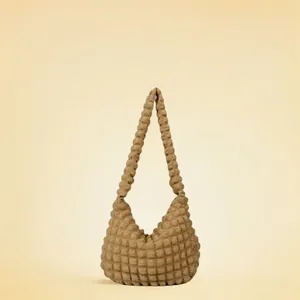 Women Popcorn Bubble Texture Cloud Shoulder Bag Large Capacity Tote Bag Soft Polyester Hobo Underarm Bag For Commuting Casual