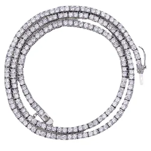 Elegant 2mm silver-plated tennis necklace with shimmering cubic zirconia stones for unisex.