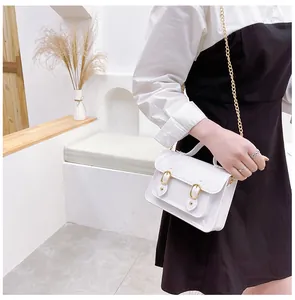 Stylish white jelly mini Cambridge bag with gold chain strap shown on a model's arm