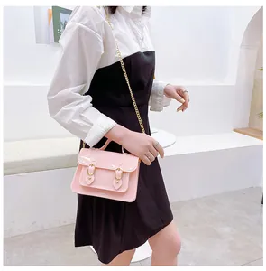 Summer stylish pink jelly Cambridge crossbody bag with an elegant gold chain strap