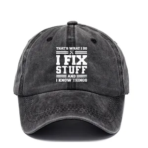 Distressed Washed Cotton Baseball Cap For Men Women I Fix Stuff Retro Dad Hat Adjustable Soft Top Sun Hat Outdoor