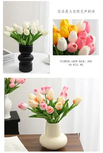 Close-up of PU mini artificial tulips with realistic texture and vibrant colors