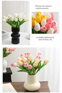 Close-up of PU mini artificial tulips with realistic texture and vibrant colors